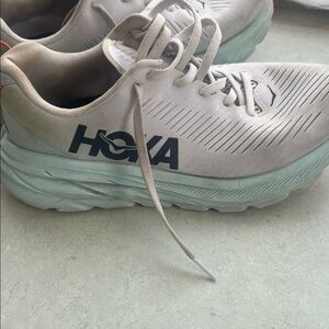 Hoka Neutral Running Shoes in Beige and Mint